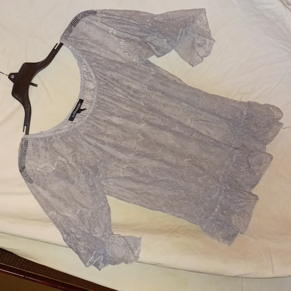 5/$20 LOGIX gray laced blouse